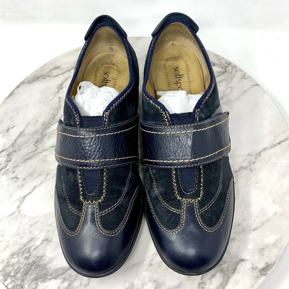 Softspots Navy Suede/Leather Comfort Sneakers 8.5 Wide Casual Sporty - Picture 6 of 12